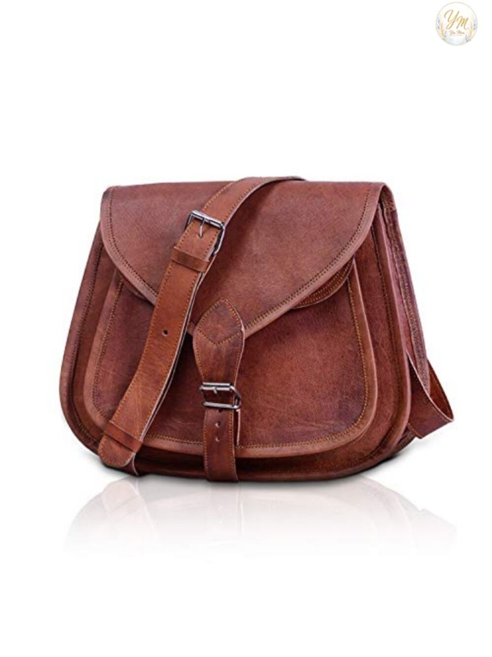 Full Grain Leather Crossbody Satchel Tote Handbag Women Ladies Purse